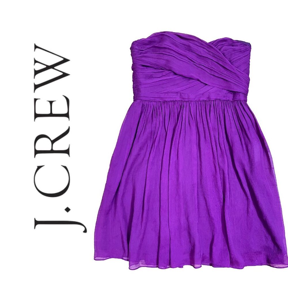 J. Crew Strapless Purple Chiffon Party Dress NWT